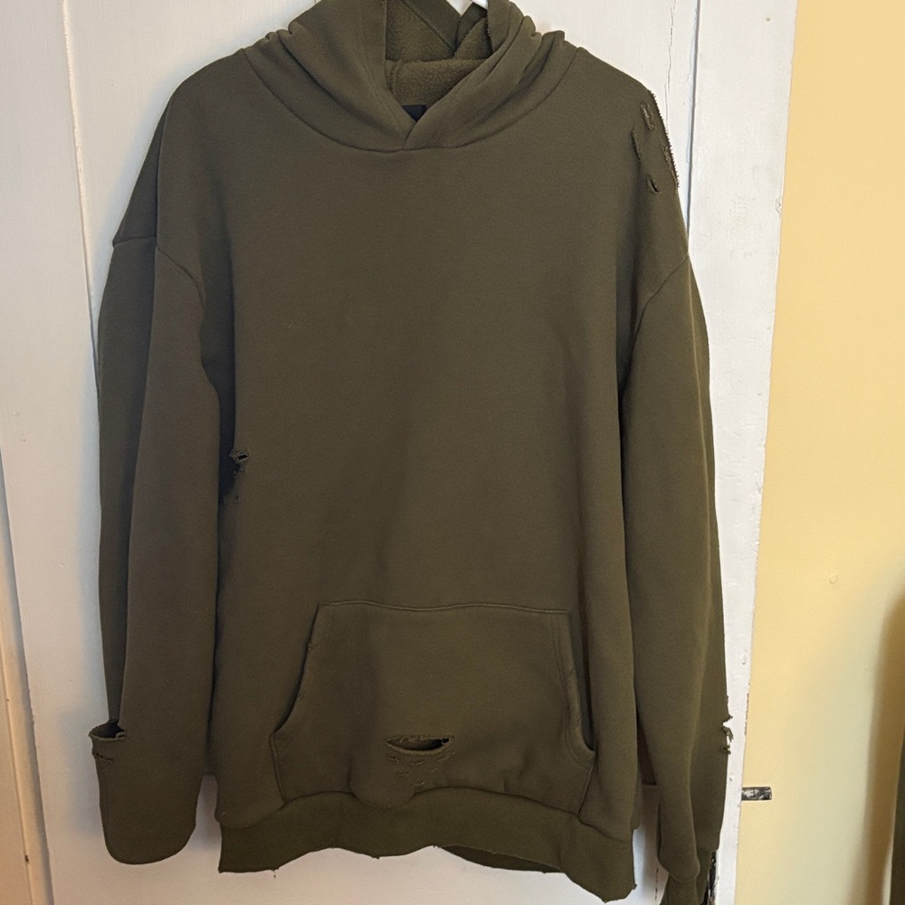 Fashion Nova Distressed Olive Hoodie and pants